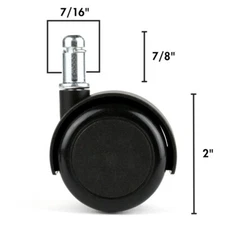 Chromcraft Black Soft Tread Casters For All Floors Set of 24