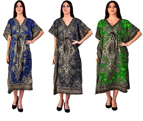 Women's Long Cotton Kaftan Dress Maxi 