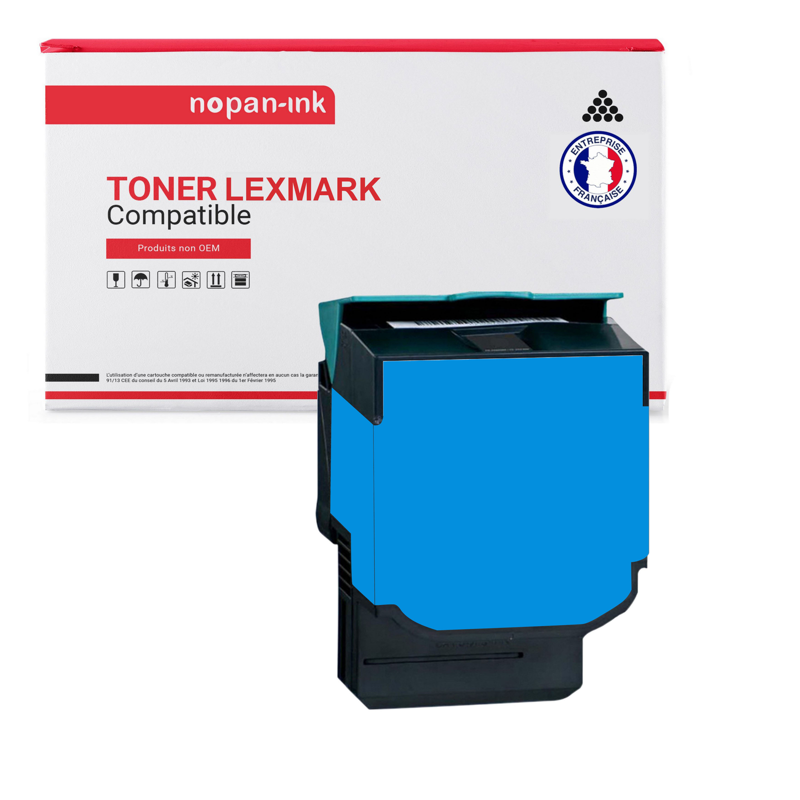Toner cyan Lexmark 80C2SC0 compatible par Nopan-Ink pour imprimante laser