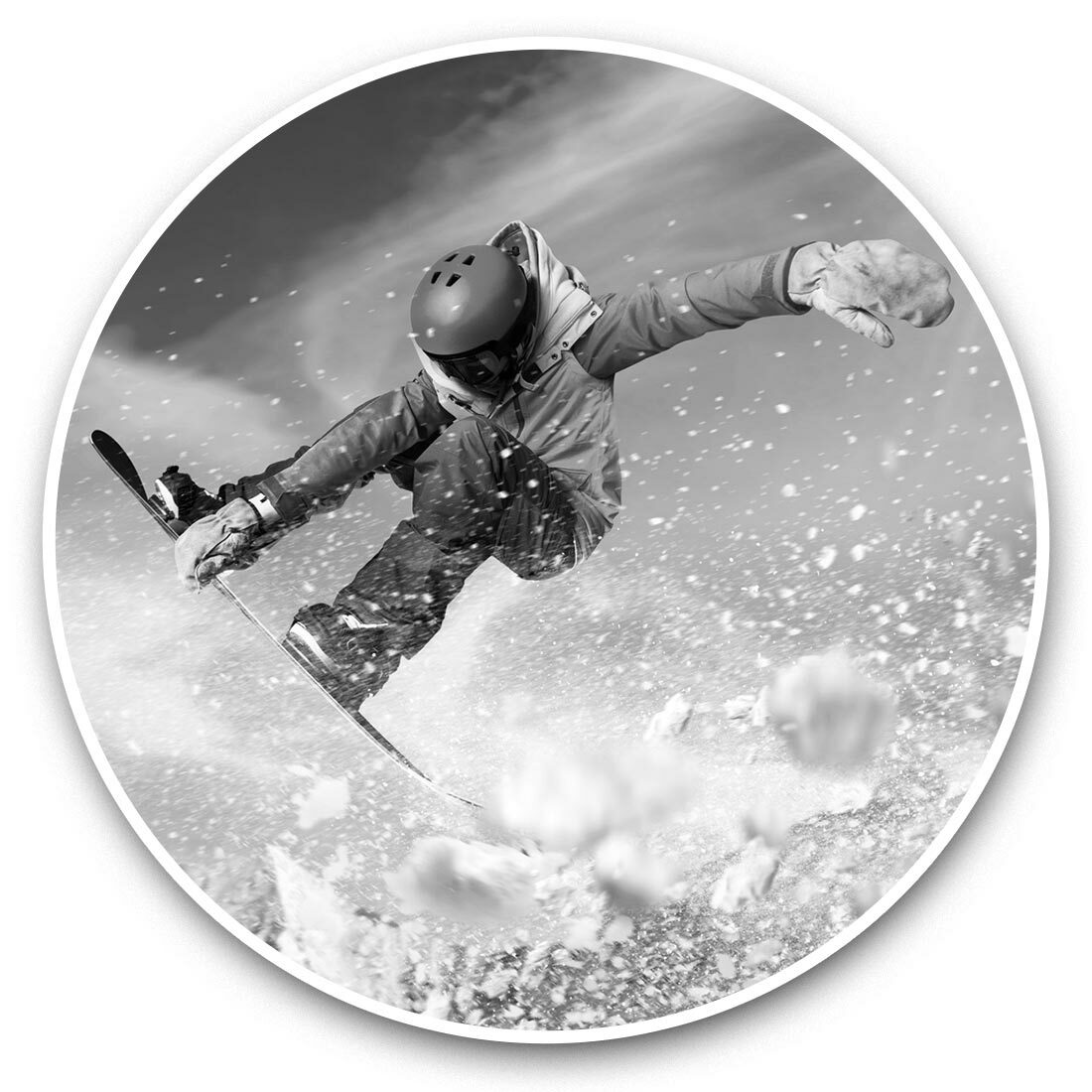 2 x Vinyl Stickers 15cm (bw) - Snowboarding Trick Jump Mountains #37918