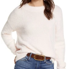 NEW TREASURE & BOND FUZZY PINK ROSEWATER CREWNECK SWEATER SIZE L