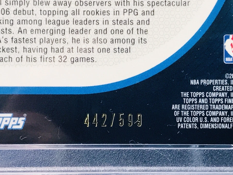 2005-06 Topps Finest Chris Paul Blue #106 /599 Rookie (RC) PSA10 POP 23 - Image 3 of 3