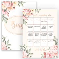 50x Bingo Karten Rosen Party Geburtstag Jubil...