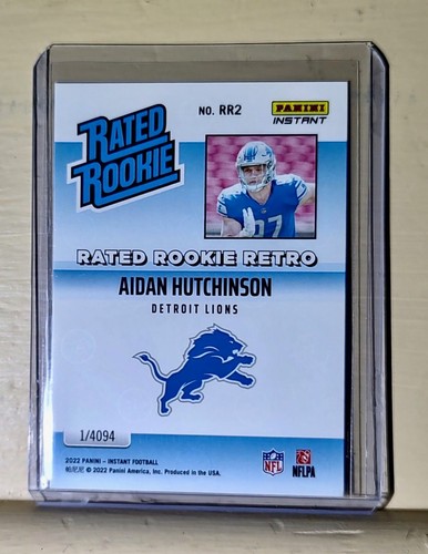 Aidan Hutchinson 2022 NFL Panini #2 Rated Rookie Retro Football Card 1/4094 - Picture 2 of 2