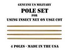 SET of 4 WOOD POLES FOR MOSQUITO BUG NET INSECT BAR NETTING US MILITARY COT NOS 