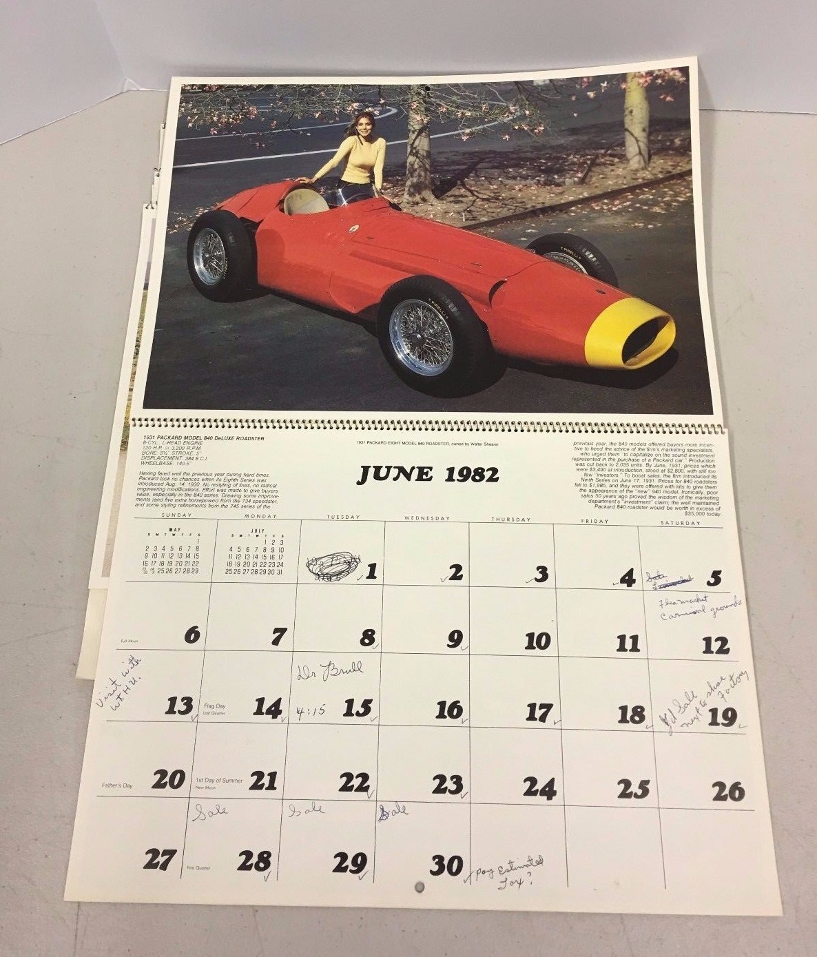 Vintage Automobile 5 Calendars Collector Cars Thurmont Maryland Motor