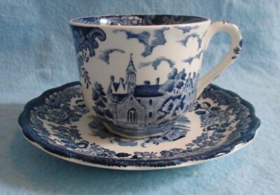 Palissy, Avon Scenes, 1 Kaffeetasse + Unter-, blau, Keramik, England