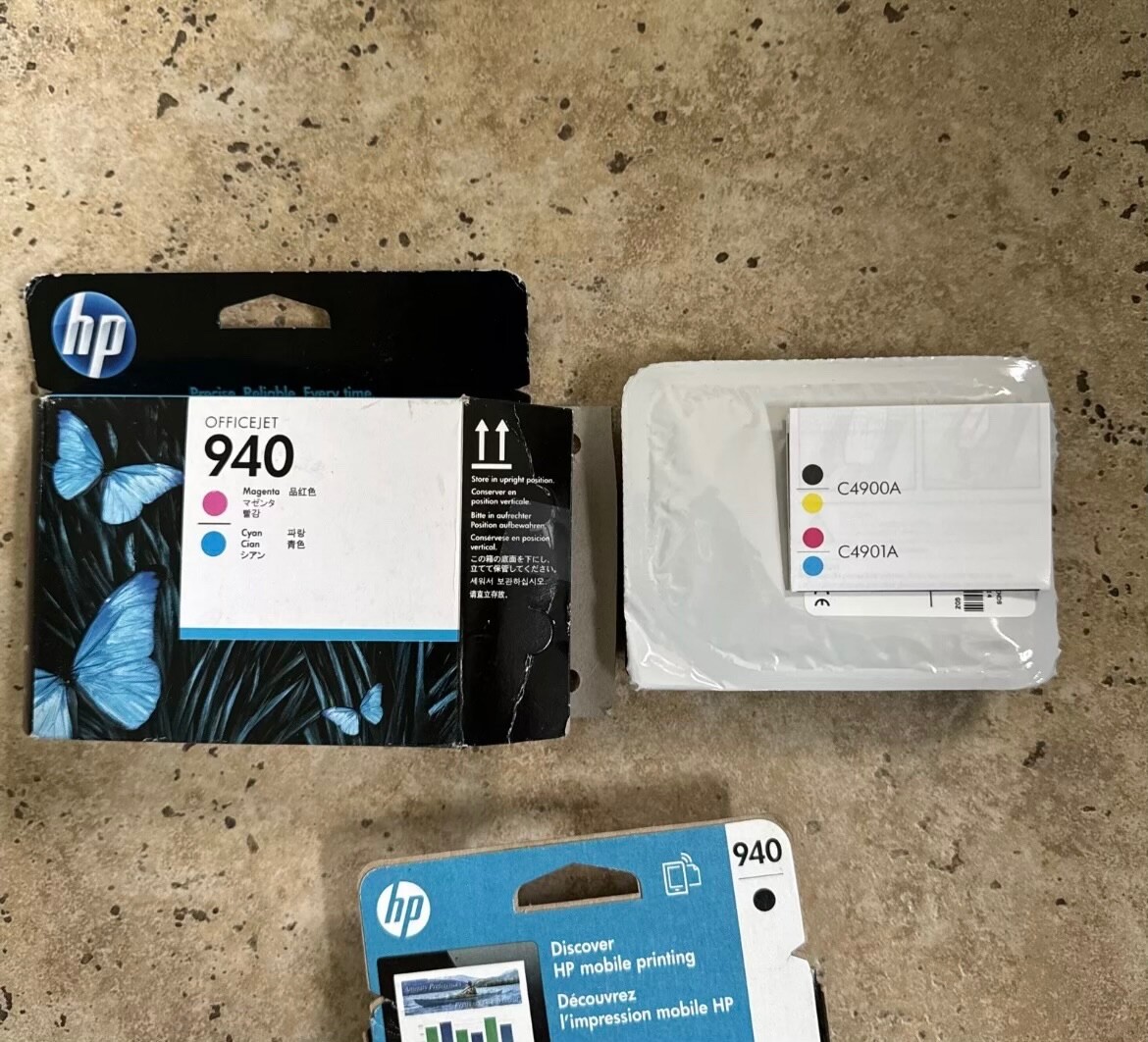 HP 940 3 Pack Officejet Color Ink Cartridges Cyan Magenta Black Expire