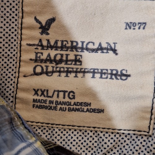American Eagle Blue Yellow Plaid Mens XXL LS Pearlsnap Western Shirt - Picture 5 of 9