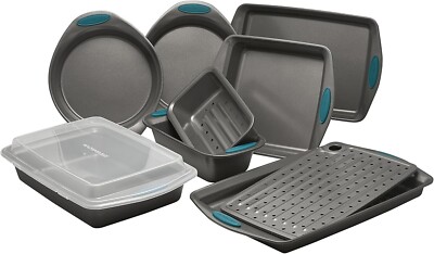 Rachael Ray Nonstick Bakeware Set 10 Pc w/ Grips, Bread Pans, Baking Sheets -NEW