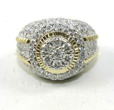 Natural Round Diamond Cluster Wide Men's Ring Band 14k Yellow Gold 4.22Ct