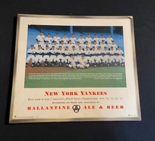 1954 NEW YORK YANKEES BALLANTINE ALE & BEER BASEBALL ADVERTISING SIGN MANTL