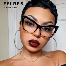 Cat Eye Frames Anti Blue Light Eyeglasses For Women Clear Lens Retro Glasses 