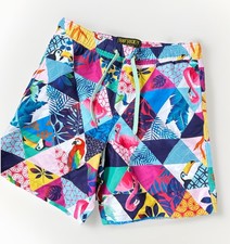 Surf Society Swim Trunks Mens S Flamingo Macaw Parrot Tropical Toucan Bird Color