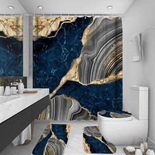 Marble Shower Curtain Set Bathroom Decor