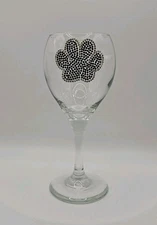Dog Paw Rhinestone Wine Glass – Pet Lover Gift, Handmade Sparkle Drinkware