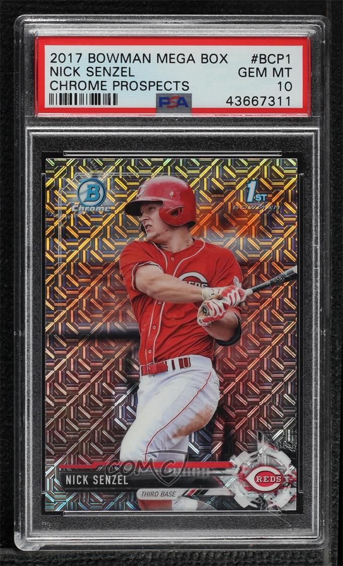 2017 Bowman Chrome Prospects Mega Box Refractor Nick Senzel PSA 10 GEM MT 0c6