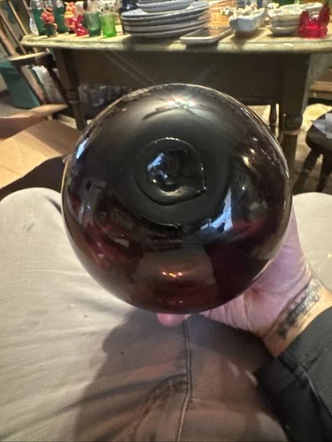 Rare Hand  Blown Art Glass Amber 6" Dark Brown Float Ball Orb Blenko Vintage