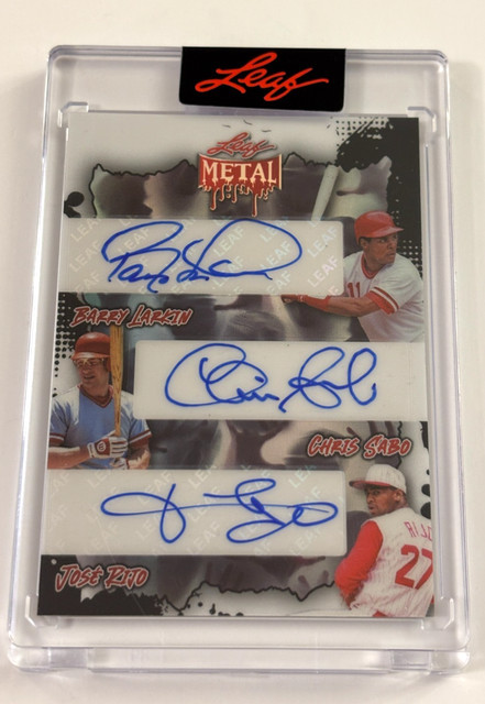 Barry Larkin / Chris Sabo / Rijo 2025 Leaf Metal Halloween AUTO Autogramm 1/1!