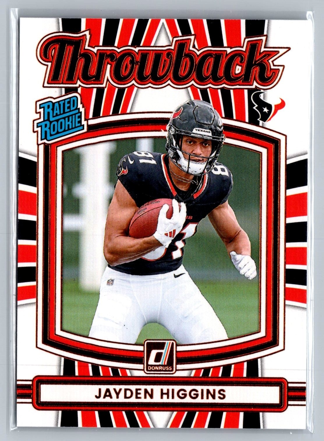 2025 Donruss Jayden Higgins Rated Rookie Throwback Rookie RC #37 Texans