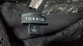 Torrid Challis Black Lace Wide Leg Jumpsuit Size 3X Side Zip Pockets 3/4 Sleeve