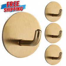 4pcs Adhisive Hooks Wall Mount Stainless Steel Hanger Towel Robe Coat Holder 