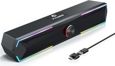 Pc Speakers Computer Sound Bar with Stereo Sound, Flowing LED  Push-Button Cont
