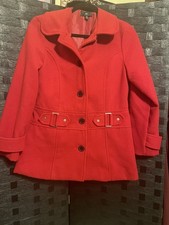 Iz Amy Byer Girls Coat-Kids XL Red-Dress Coat-Button Up- Front Buckles Peacoat