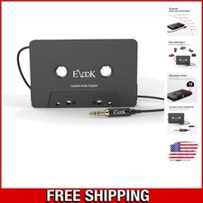 Sleek Black Car Cassette Aux Adapter   Modernize Your Vintage Music Experience