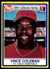 1991 Post Cereal #5 Vince Coleman Baseball Card Cardinals