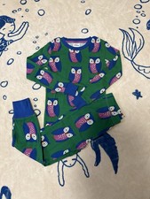 Mini Boden Snug Glow-In-The-Dark Pyjamas Green Tambourine Geo Owls Size 5