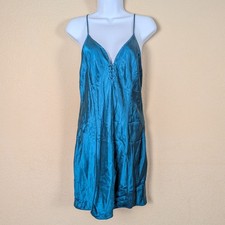 Vintage 90s Victoria's Secret Gold Label Chemise Slip Dress 100 Silk sz L Slit