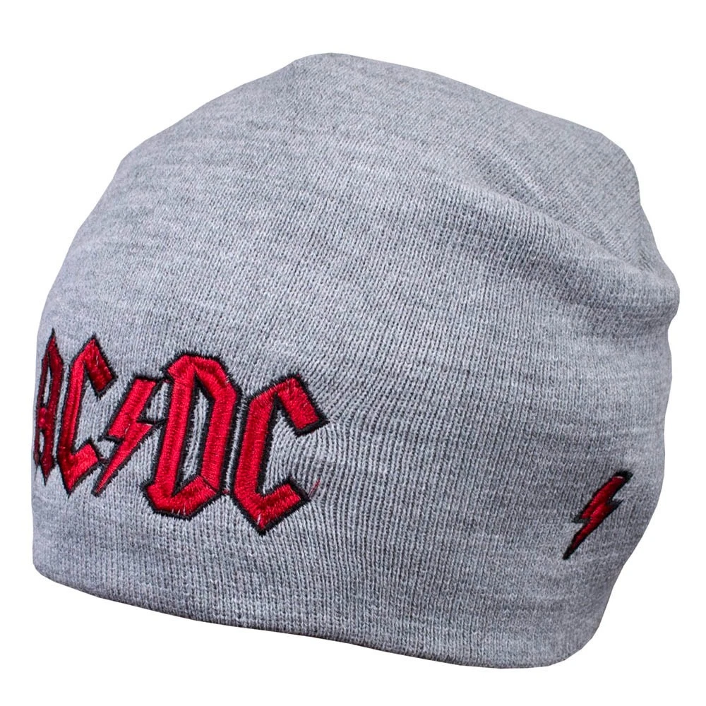 Men's gray knitted beanie hat with embroidered rock metal band logo AC/DC
Opens in a new window or t