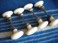 Vintage Porcelain Door knobs Handles vintage French 1900s salvage x 4 sets