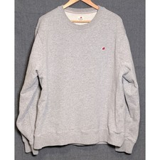 New Balance Mens XL Made in USA Crewneck Terry Sweatshirt Grey Red Logo NB