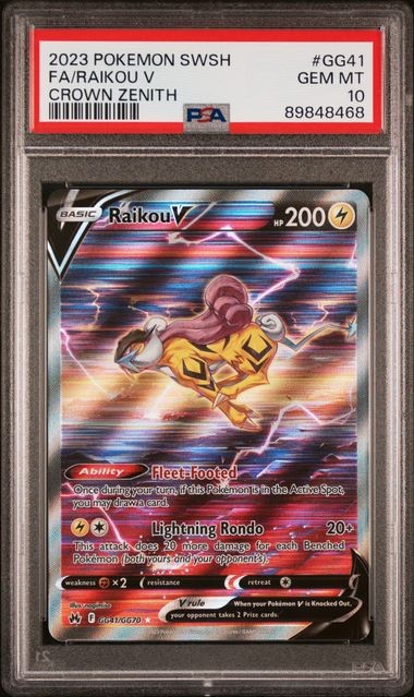 Raikou V GG41/GG70 PSA 10 Gem Mint Crown Zenith: Galarian Gallery