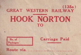 Great Western Railway Luggage Label HOOK NORTON TO