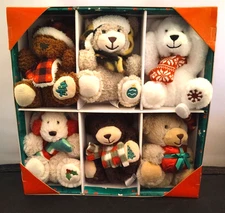 NIB 12 Piece Hugfun Plush Christmas Ornament Collection Snowmen Reindeer Moose