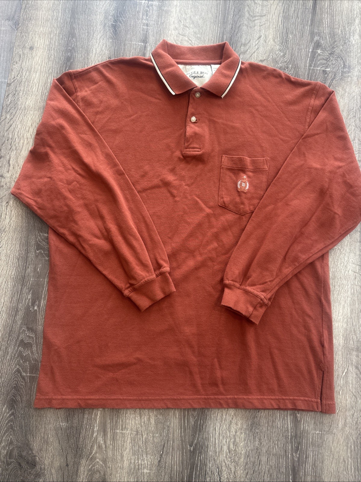 Vintage Bugle Boy Original Polo Shirt Pink Rugby 2 Button Crest 90s Men’s Size L