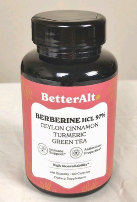 Better Alt Berberine Capsules 120 HCL 97% Ceylon Cinnamon Turmeric Immune Suppor