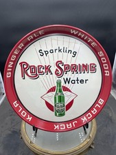 Vintage 50s Rock Spring Sparkling Water White Soda Ginger Ale Metal Serving Tray