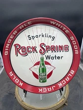 Vintage 50s Rock Spring Sparkling Water White Soda Ginger Ale Metal Serving Tray