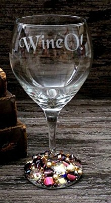 Elegant Wine-O Etched and Embellished Wine Goblet Brand New