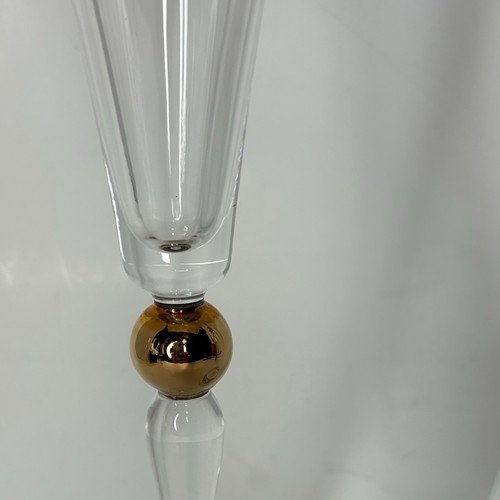 Godiva Chocolatier 2000 Crystal Champagne Flutes Set of 2 Clear w/Gold Detail - Picture 4 of 6