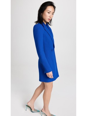 SERGIO HUDSON Womens Blue Lined Double Button Blazer Style Short Dress 10