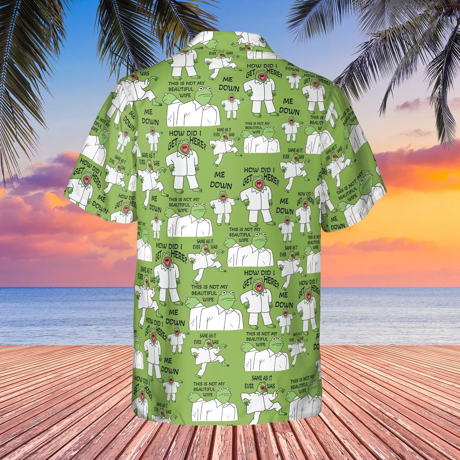 Disney Kermit Muppet Hawaiian Shirt Button Down Shirt