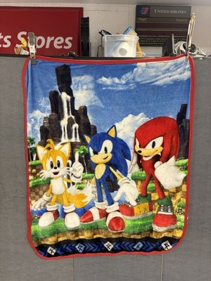 Sonic The Hedgehog Kids Silky Throw Blanket Sega Lovie About 48 by 34  Blankie