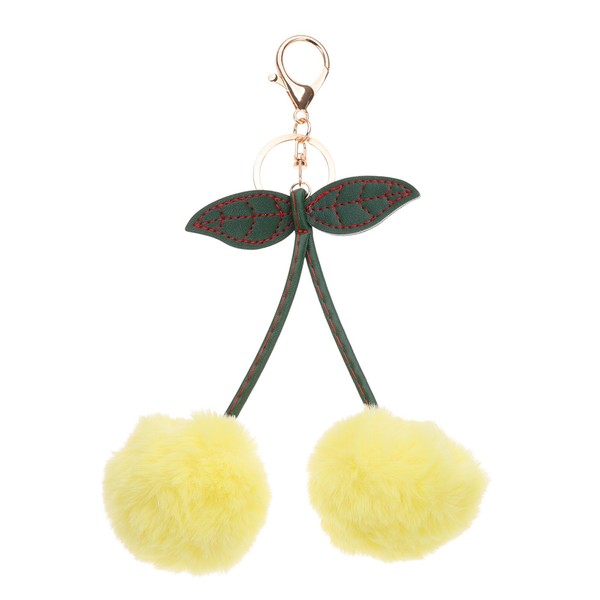 1Pcs Pom SchlüSselanhäNger Flauschiger SchlüSselanhäNger FüR GeldböRse Gelb-image