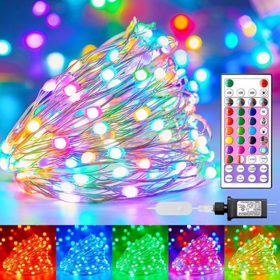 Minetom Color Changing Fairy Lights Plug In - 22 Colors 33 Ft 100 Led String