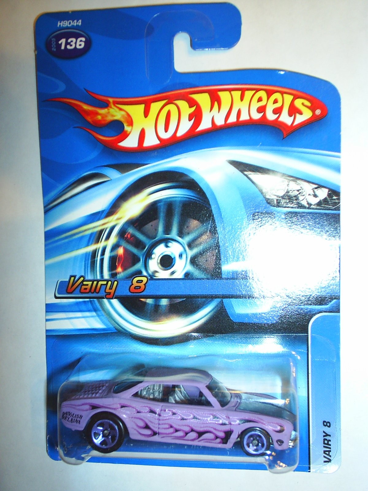 Hot Wheels Mattel 2005 1:64 Scale Purple Flamed Vairy 8 Die Cast Car 136 Toy